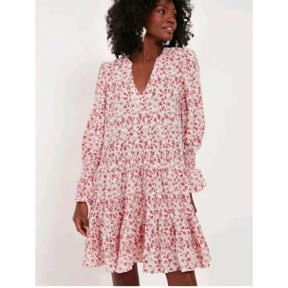 Tuckernuck Pomander Place Scarlet Ditsy Red Floral Kenzo Swing Dress Size XS